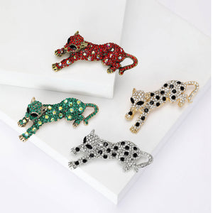 Alloy Rhinestone Leopard Brooch Pin For Fashion Collar Decoration