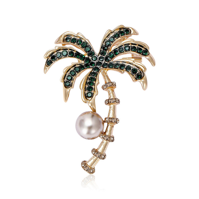 Alloy Palm Tree Brooch Pin For Cardigans Coats And Scarves