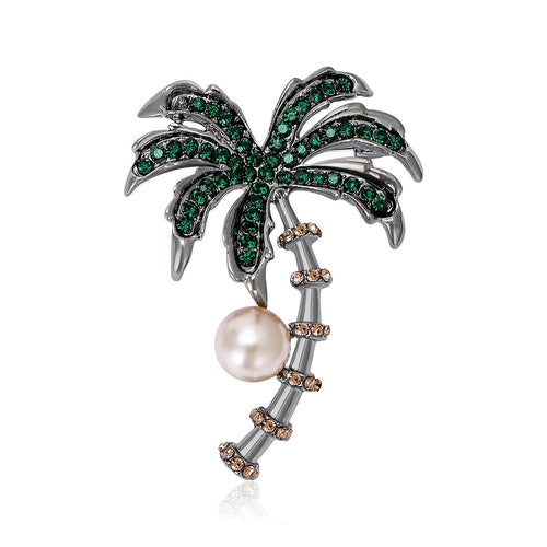 Alloy Palm Tree Brooch Pin For Cardigans Coats And Scarves