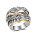 Trendy Two Tone Creative Geometric Interwoven Line Wrap Fashion Jewelry Ring view 2