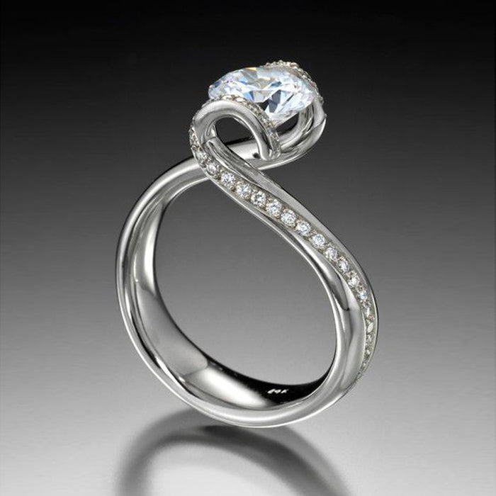 Creative Unique Shaped Zircon Ring For Women Cross Border Fashion Jewelry Accessory