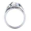 Classic Hollow Fine Line Faux Pearl Women's Ring, European American Elegant Fashion Jewelry view 4