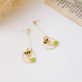 Cute Bee And Daisy Long Drop Stud Earrings With 925 Silver Post Alloy Rhinestone Flower Dangle Earrings view 3