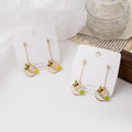 Cute Bee And Daisy Long Drop Stud Earrings With 925 Silver Post Alloy Rhinestone Flower Dangle Earrings view 1