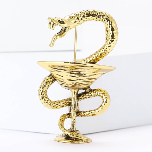 Vintage Alloy Snake Wine Glass Brooch Pin For Suits And Cardigans
