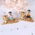Alloy Enamel Boy And Tiger Brooch Creative Lapel Pin For Clothing view 4