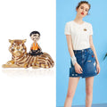 Alloy Enamel Boy And Tiger Brooch Creative Lapel Pin For Clothing view 2