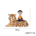 Alloy Enamel Boy And Tiger Brooch Creative Lapel Pin For Clothing view 5
