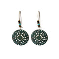 Vintage Ethnic Antique Bronze Alloy Hollow Round Filigree Turquoise Beaded Bohemian Drop Earrings view 5