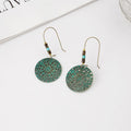 Vintage Ethnic Antique Bronze Alloy Hollow Round Filigree Turquoise Beaded Bohemian Drop Earrings view 3