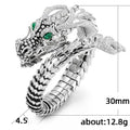 Platinum Plated Dragon Hip Hop Ring, Bold Creative Cocktail Party Finger Jewelry For Men view 2