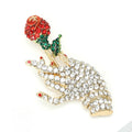 Alloy Rhinestone Hand Holding Rose Brooch Pin For Clothing Accessories view 3