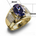 Gold Tone Unisex Ring With Purple Cubic Zirconia, Fashion Wedding Finger Jewelry Accessories view 2
