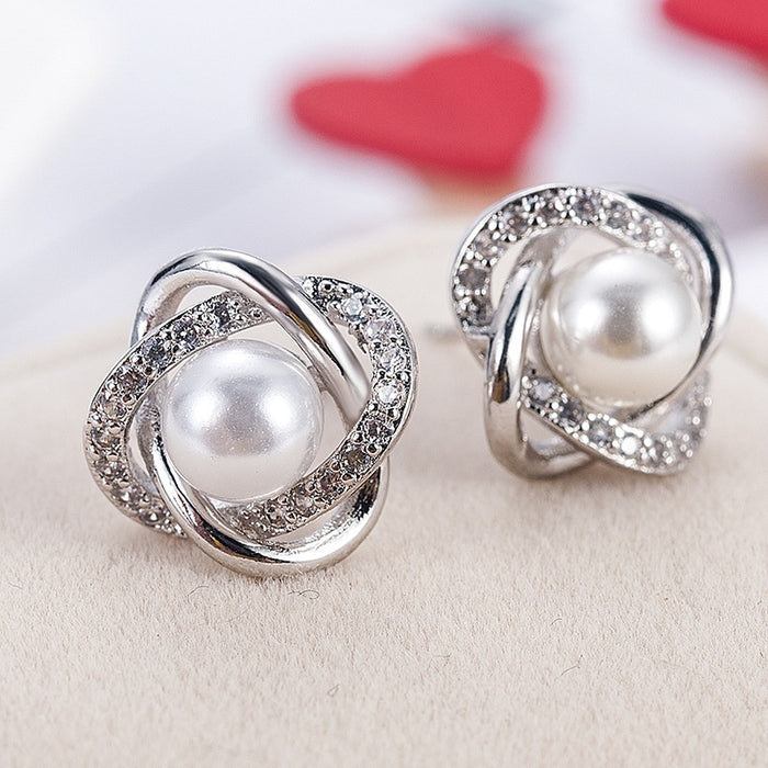 Simple Faux Pearl Stud Earrings For Women, Elegant Versatile Fashion Ear Jewelry