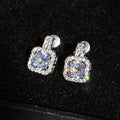 Exquisite Square Women's Stud Earrings With Full Zircon Inlay And Platinum Plated Finish view 6