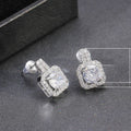 Exquisite Square Women's Stud Earrings With Full Zircon Inlay And Platinum Plated Finish view 5