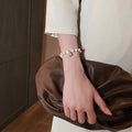 Gold Plated Cat Eye Stone Freshwater Pearl Beaded Bracelet For Women Adjustable Korean Fashion view 4