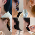 Korean Style Cat Eye Stone Heart Flower Drop Earrings With Silver Needle Round Accent view 2