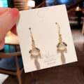 Korean Style Cat Eye Stone Heart Flower Drop Earrings With Silver Needle Round Accent view 4