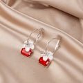 Elegant Camellia Flower Hoop Drop Earrings With Blue Crystal Zircon Rhinestone And 925 Silver Needle Earrings view 2
