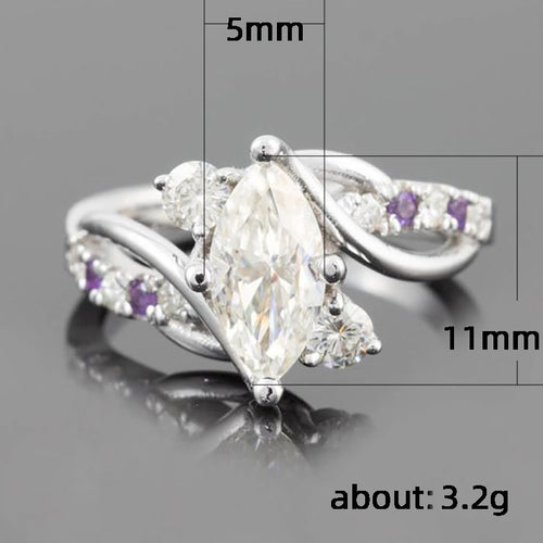 Classic European American Princess Style Sparkling Diamond Shaped Zircon Ring For Women