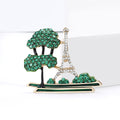 Enamel Rhinestone Alloy Pine Tree Eiffel Tower Brooch Pin For Sweaters view 2
