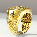 Creative Crown Pattern Gold Plated Men's Ring, Personality Cross Border Fashion Hand Jewelry view 2