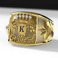 Creative Crown Pattern Gold Plated Men's Ring, Personality Cross Border Fashion Hand Jewelry view 1