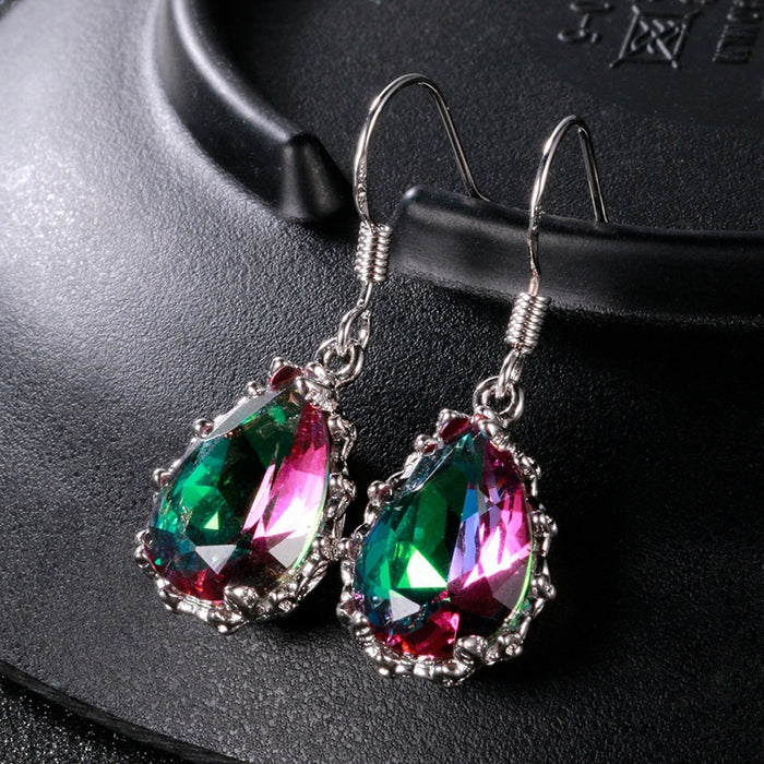 Classic Vintage Crystal Inlaid Women's Drop Earrings, Elegant Ear Jewelry