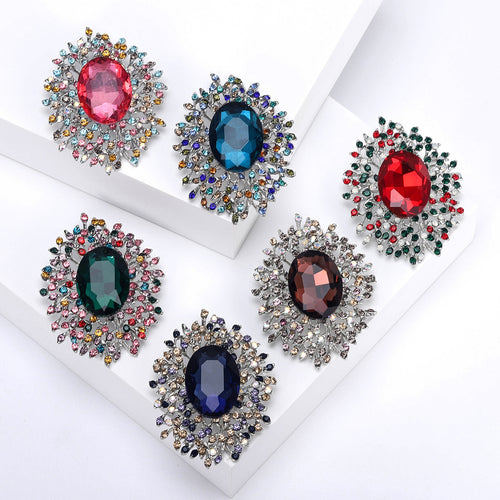 Alloy Large Crystal Brooch Pin For Suits And Evening Dresses