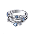 Women's Two Tone Zircon Geometric Ring With Three Lines And Small Circle Design, Creative Jewelry view 2