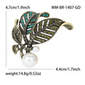 Alloy Rhinestone Pearl Leaf Brooch Pin For Fashion Clothing Accessories view 5