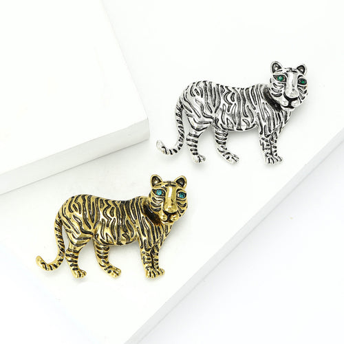 Alloy Vintage Tiger Brooch Pin For Men's Coat Decoration