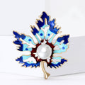 Alloy Enamel Pearl Leaf Brooch For Fresh Apparel Accessories view 4
