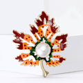 Alloy Enamel Pearl Leaf Brooch For Fresh Apparel Accessories view 3