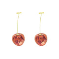 Korean Style Cute Cherry Glass Drop Earrings Summer Fresh Long Fruit Dangle Jewelry view 5