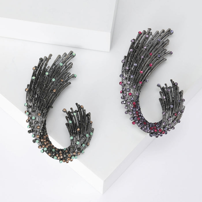 Alloy Rhinestone Wave Brooch Pin For Women's Blazers And Coats