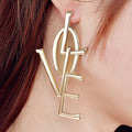 Exaggerated LOVE Letter Long Stud Earrings, Fashion Street Style Statement Ear Jewelry For Women view 3