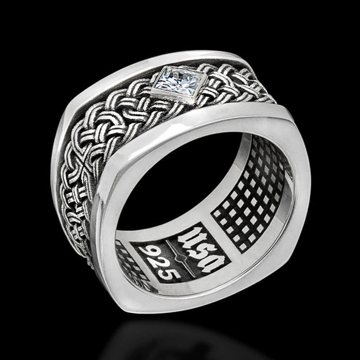 Personalized Twist Texture Alloy Electroplated Rhinestone Ring, Popular Unisex Fashion Finger Jewelry