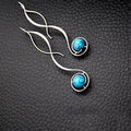 Simple Vintage Turquoise Long Drop Earrings, Fashion Statement Dangle Ear Jewelry view 3