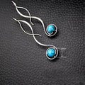 Simple Vintage Turquoise Long Drop Earrings, Fashion Statement Dangle Ear Jewelry view 5