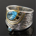 Creative Ethnic Style Blue Rhinestone Zircon Ring For Women Fashion Statement Finger Ring view 3