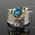 Creative Ethnic Style Blue Rhinestone Zircon Ring For Women Fashion Statement Finger Ring view 4