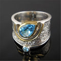 Creative Ethnic Style Blue Rhinestone Zircon Ring For Women Fashion Statement Finger Ring view 2