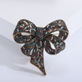 Metal Alloy Rhinestone Bow Brooch Pin For Vintage Garment Accessories view 1