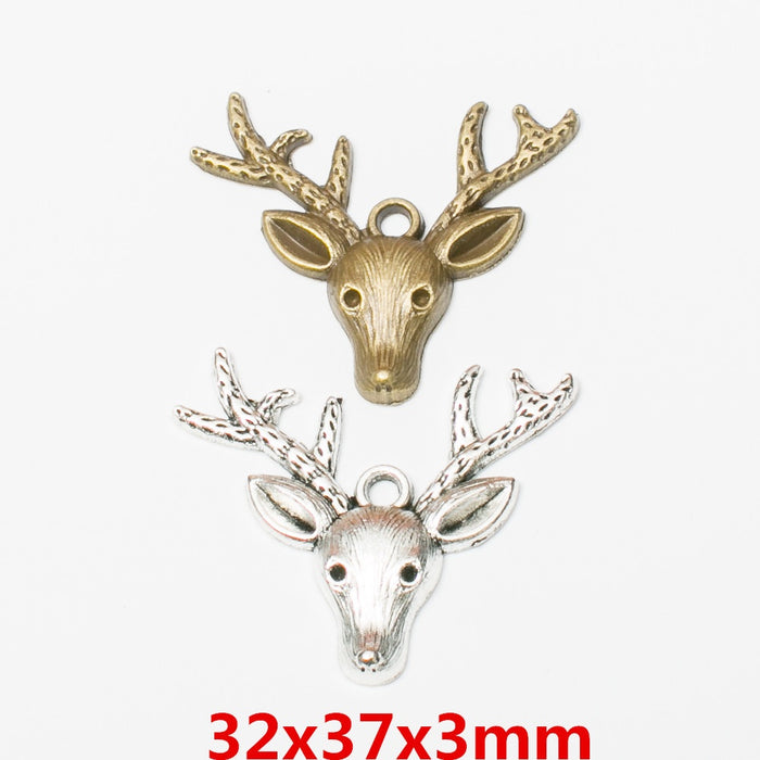 Zinc Alloy Deer Head Charm Pendant for DIY Necklace Bracelet Jewelry Making