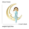 Alloy Enamel Moon Girl Brooch Pin For Fashion Clothing view 6