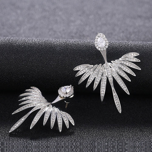 Luxury Angel Wing Zircon Stud Earrings For Women, Fashion Street Style Jewelry Accessories