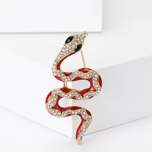Alloy Rhinestone Snake Brooch Pin For Coats And Jackets