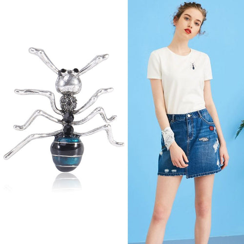 Alloy Enamel Blue Black Ant Brooch Pin For Unisex Insect Styling
